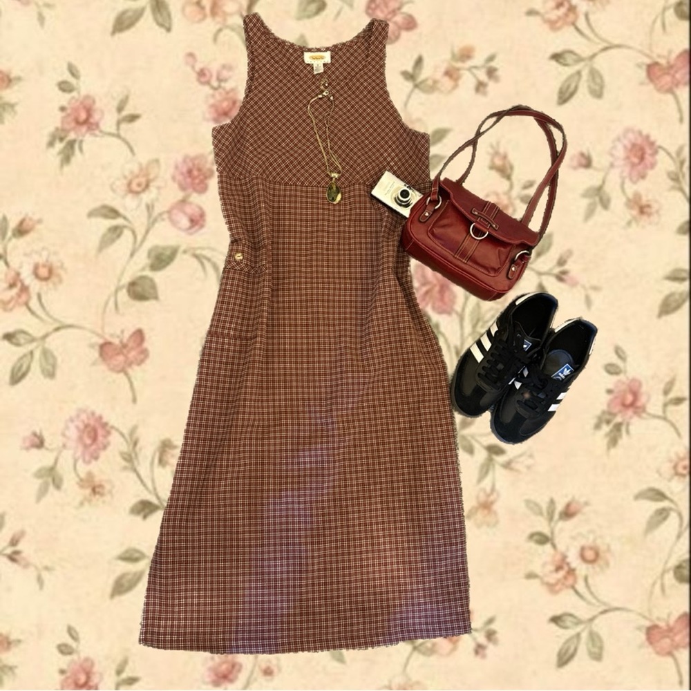 Brown Checkered Dress
